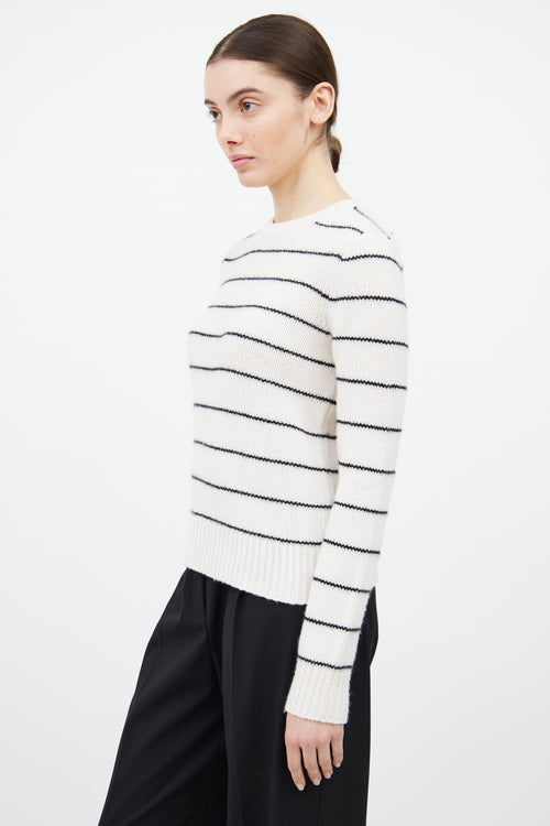 Vince White 
Black Cashmere Knit Striped Sweater