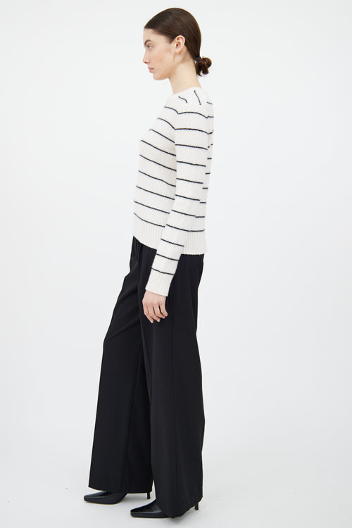 Vince White 
Black Cashmere Knit Striped Sweater