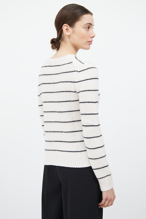 Vince White 
Black Cashmere Knit Striped Sweater