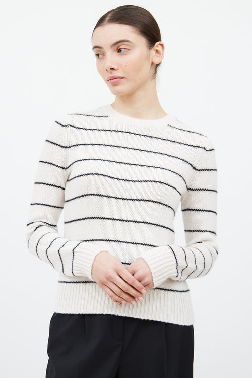 Vince White 
Black Cashmere Knit Striped Sweater