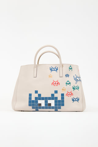 Anya Hindmarch Beige Leather Space Invaders Bag