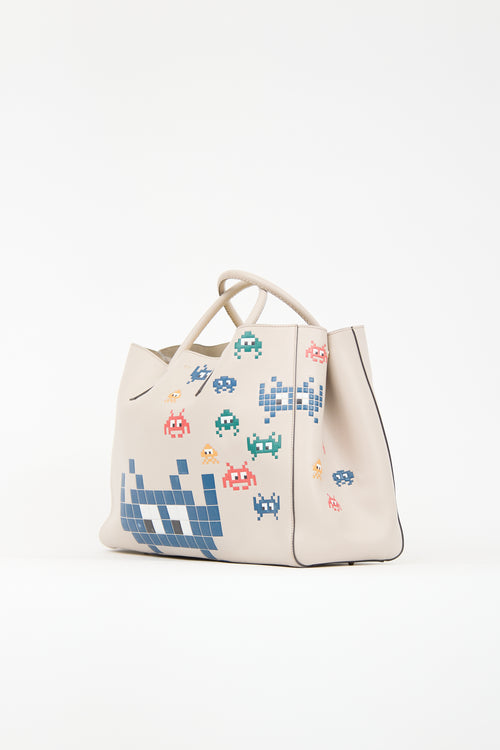 Anya Hindmarch Beige Leather Space Invaders Bag