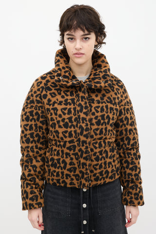 Apparis Brown 
Black Printed Faux Fur Puffer