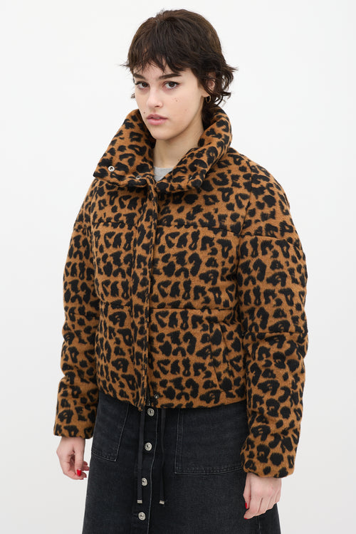 Apparis Brown 
Black Printed Faux Fur Puffer