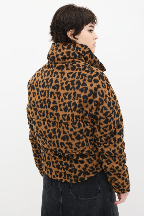 Apparis Brown 
Black Printed Faux Fur Puffer