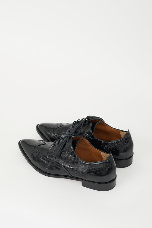 Aquatalia Black Patent Leather Brogue Derby