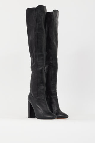 Aquazzura Black Leather So Me Thigh High Boot