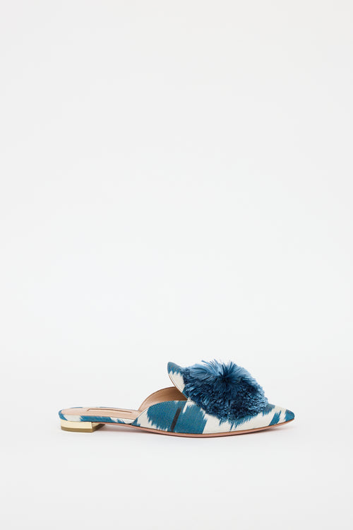 Aquazzura Blue 
Cream Puff Flat Mule