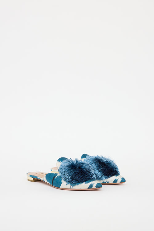 Aquazzura Blue 
Cream Puff Flat Mule