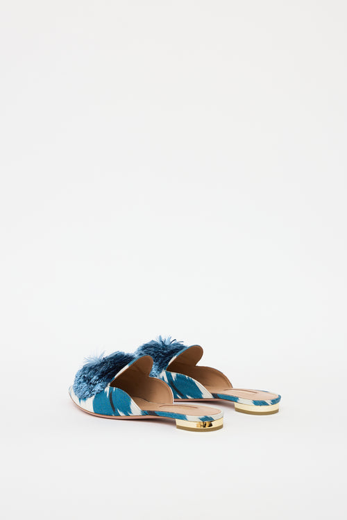 Aquazzura Blue 
Cream Puff Flat Mule