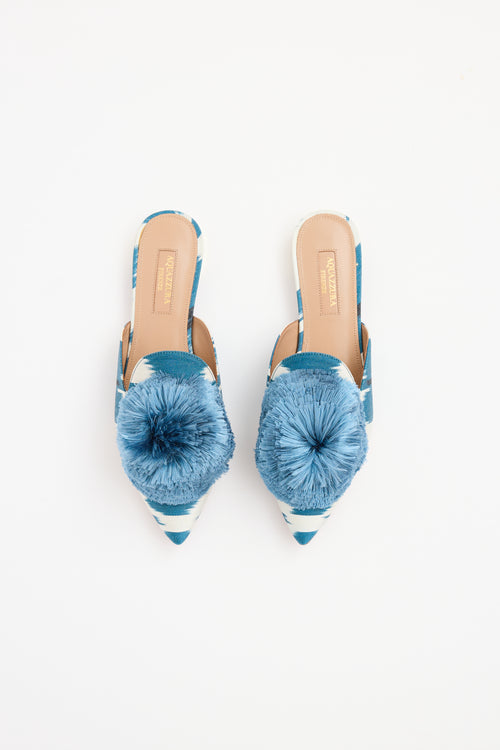 Aquazzura Blue 
Cream Puff Flat Mule