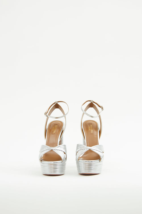 Aquazzura Silver Sundance Plateau Pump