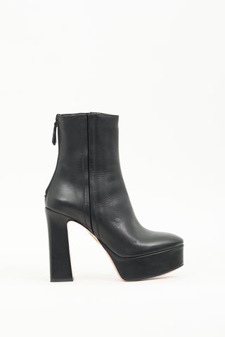 Aquazzura Black Leather Groove Platform Boot