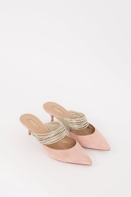 Aquazzura Beige 
Gold Rendez Vous Pump