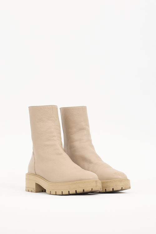 Aquazzura Beige Leather Saint Honore Boot