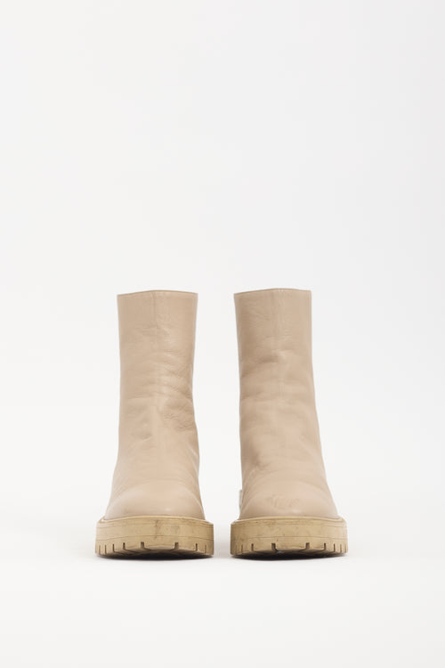 Aquazzura Beige Leather Saint Honore Boot