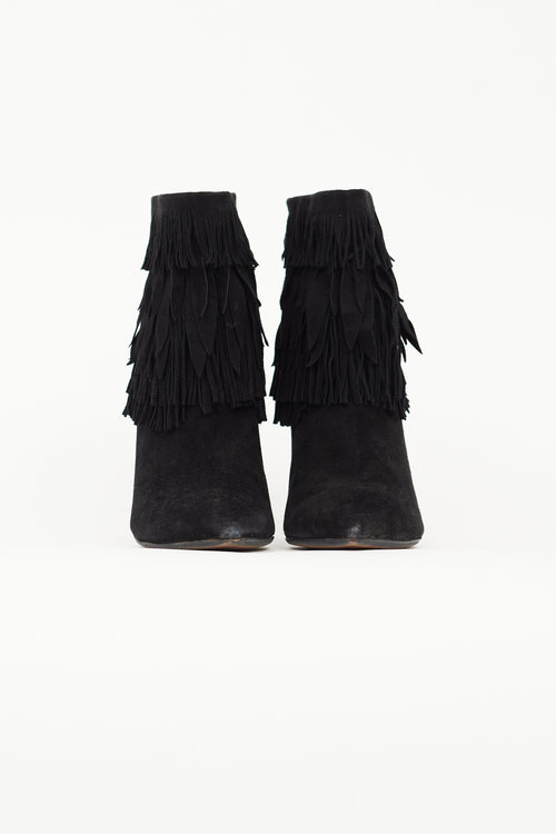 Aquazzura Black Suede Sasha Fringe Boot