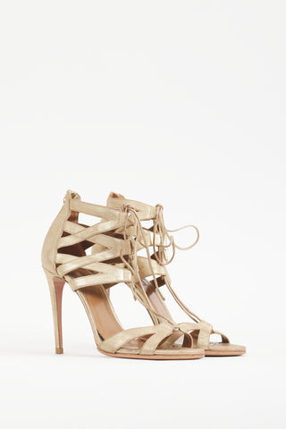 Aquazzura Gold Leather Beverly Hills 105 Heel