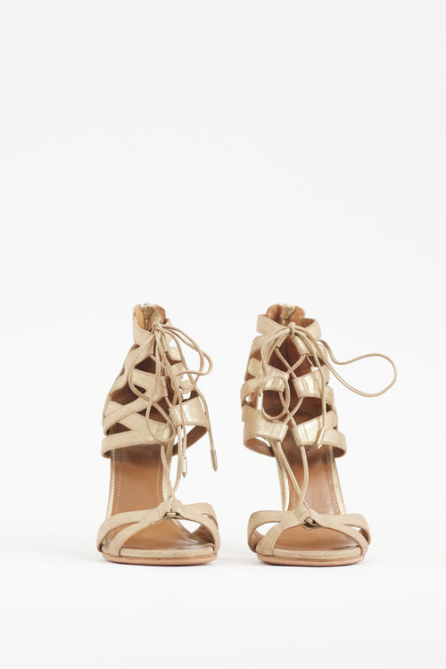 Aquazzura Gold Leather Beverly Hills 105 Heel