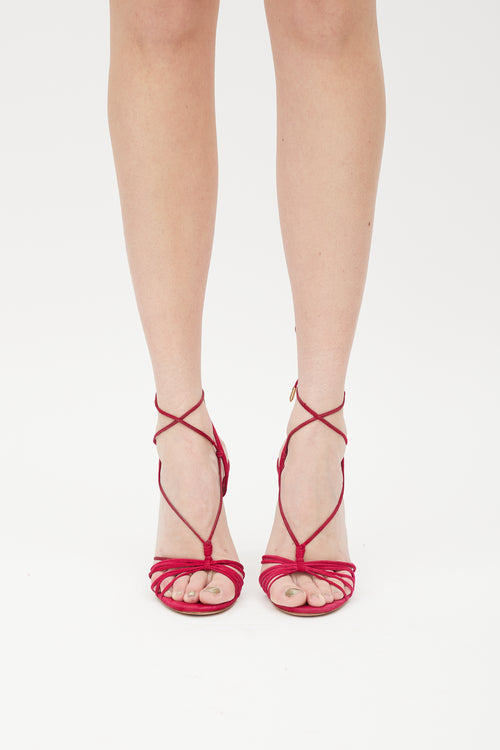 Aquazzura Pink 
Gold Suede Whisper Sandal  Edit alt text