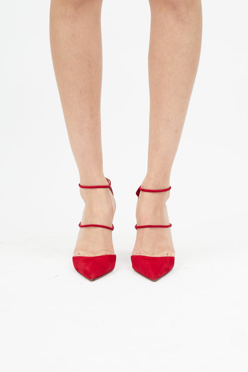 Aquazzura Red Suede Minute Strappy Pump