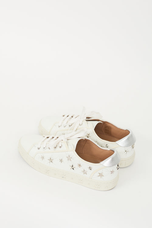 Aquazzura White Leather Star Embellished Sneaker