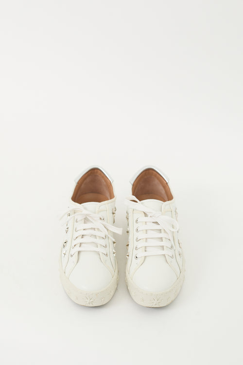 Aquazzura White Leather Star Embellished Sneaker