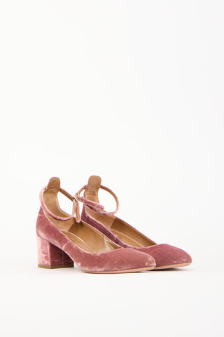 Aquazzura Pink Velvet Alix Pump