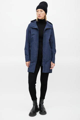 Arc
teryx Veilance Navy Nylon Hooded Coat