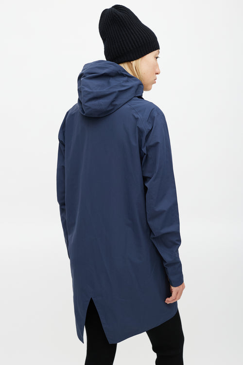 Arc
teryx Veilance Navy Nylon Hooded Coat