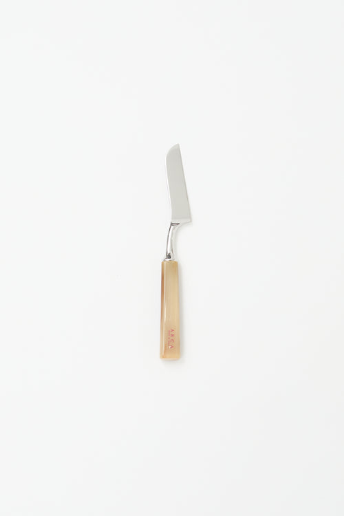 Arca Brown Horn 
Stainless Steel Soft Cheese Knife