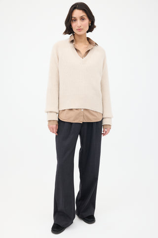 Cream Cashmere Anglesey V-Neck Sweater