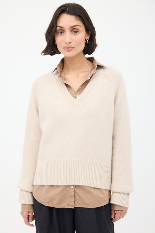 Cream Cashmere Anglesey V-Neck Sweater