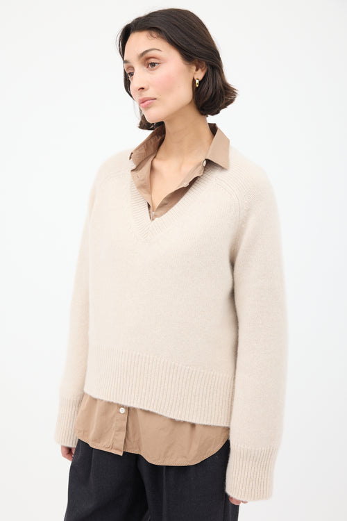 Cream Cashmere Anglesey V-Neck Sweater