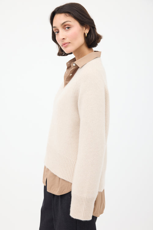 Cream Cashmere Anglesey V-Neck Sweater