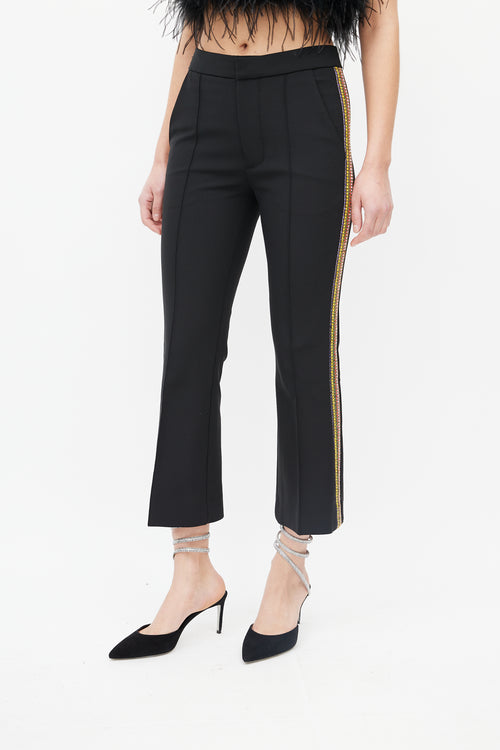 Area Black 
Multi Diamante Stripe Cropped Trouser