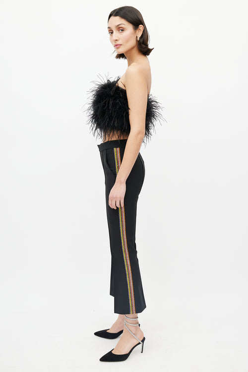 Area Black 
Multi Diamante Stripe Cropped Trouser