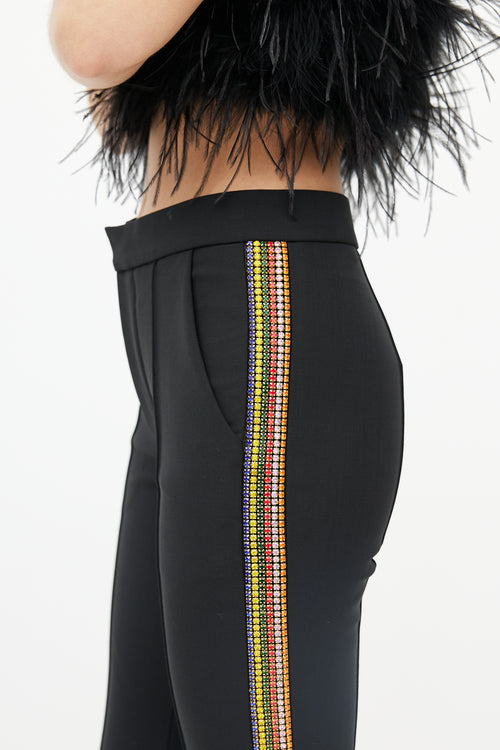 Area Black 
Multi Diamante Stripe Cropped Trouser