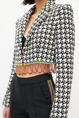 Area Multicolor Houndstooth Diamante Tassel Blazer