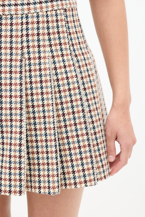 Area Brown 
Multi Houndstooth Embellished Skirt