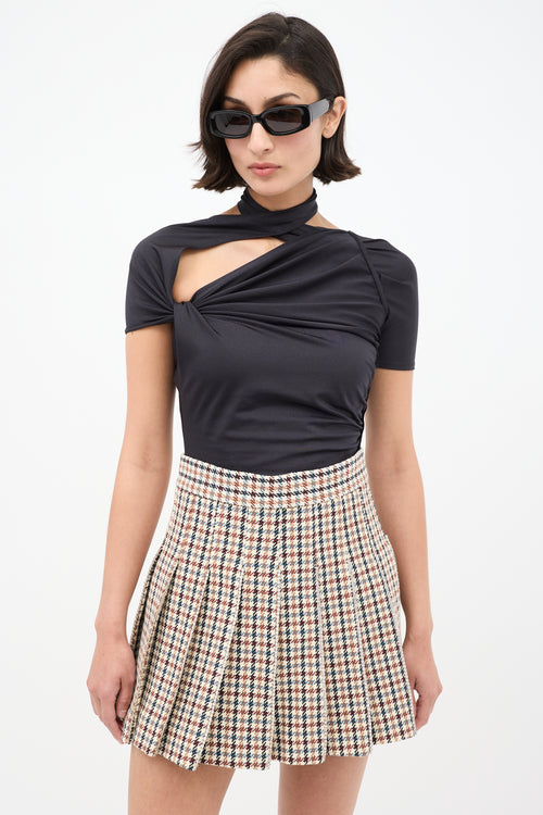 Area Brown 
Multi Houndstooth Embellished Skirt