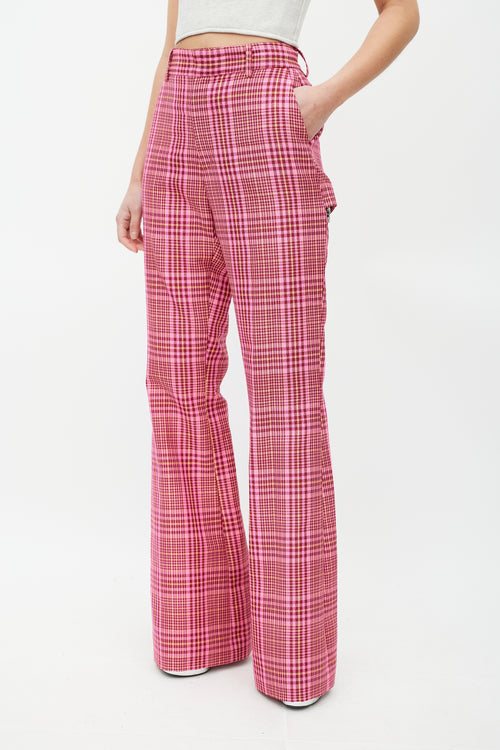 Area Pink 
Multicolour Rhinestone Plaid Suit