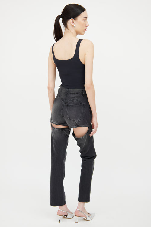 Area Black Rhinestone Spike Cut Out Panel Jeans