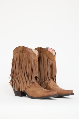 Ariat Brown Leather Fringe Western Boot