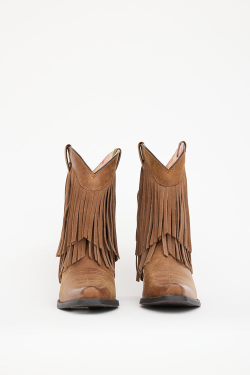 Ariat Brown Leather Fringe Western Boot