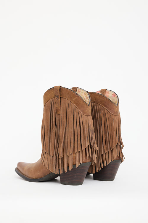 Ariat Brown Leather Fringe Western Boot