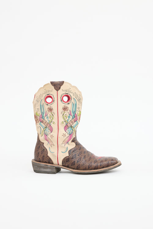 Ariat Leather Graphic Fatbaby Cowboy Boot