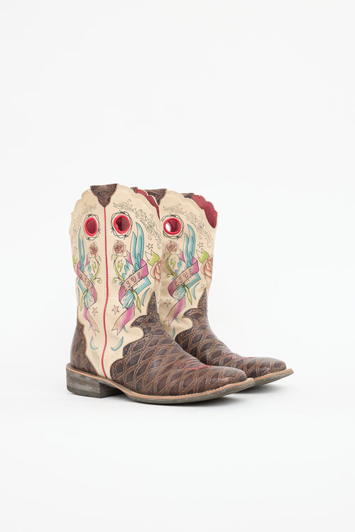 Ariat Leather Graphic Fatbaby Cowboy Boot