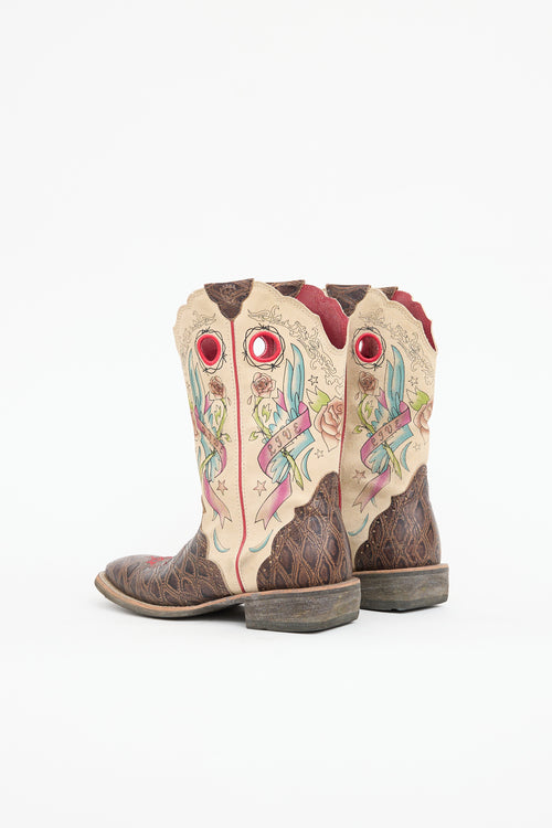 Ariat Leather Graphic Fatbaby Cowboy Boot