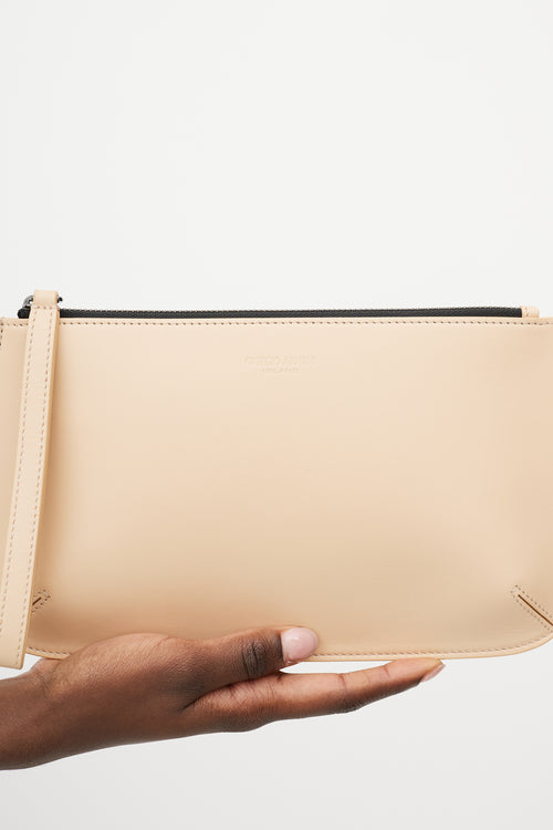 Armani Beige La Prima Leather Clutch